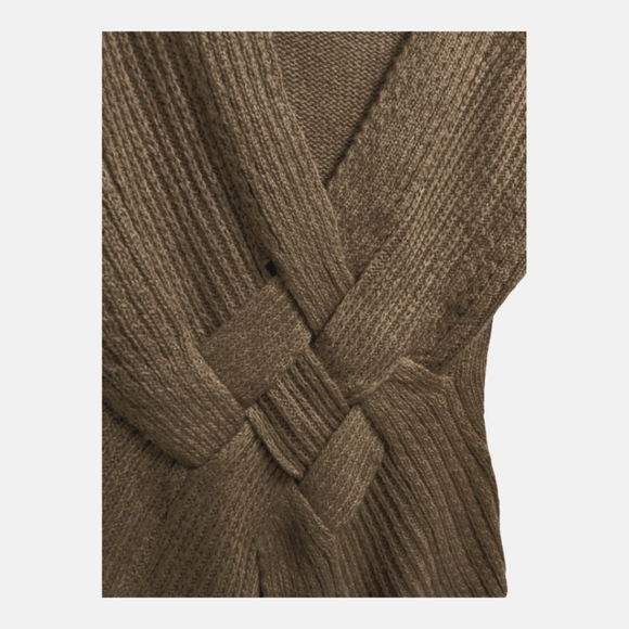 Escio Anthropologie v neck sweater sleeveless brown bohemian chunky weave - Picture 3 of 4